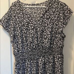 SHEIN navy blue and white floral dress